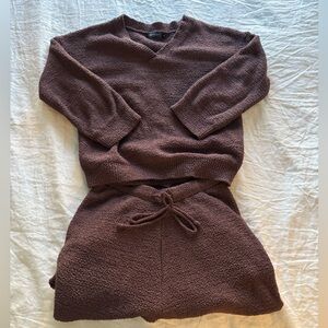 Cozy Brown Knit Sweater and Sweatpants Set (oversized)